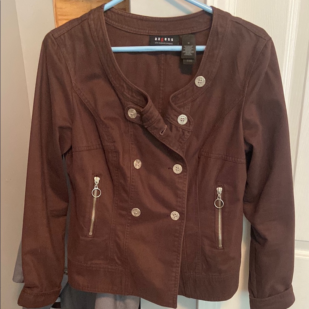 Axcess Brown Utility Jacket with Structured Silhouette